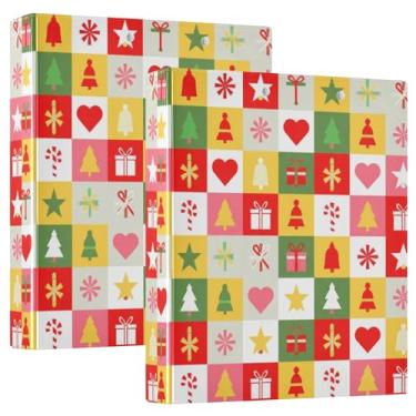 Imagem de Pastas geométricas personalizadas de Natal, 3 cm, 3 anéis, 200 folhas, fichário redondo, 31,5 x 27 x 6 cm, 1 pacote