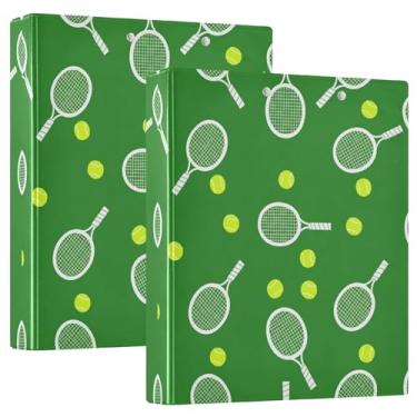 Imagem de Raquetes de tênis, bolas verdes, 3 anéis, fichários de 3 cm, comporta 200 folhas, 3 pastas de anéis, fichário floral redondo, 31,5 x 27 x 6 cm, 1 pacote