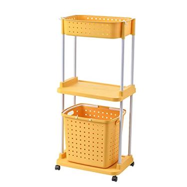 Imagem de TRGCJGH Cesta de armazenamento empilhável de plástico caixa de armazenamento para armário armário cozinha banheiro escritório 8L, amarelo