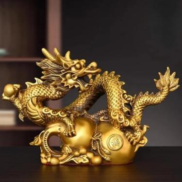 Imagem de FENNYYAR Enfeites de dragão animal de cobre Feng Shui Cabaça Auspiciosa, 18,5 cm 18,3 cm, decoração de loja de casa