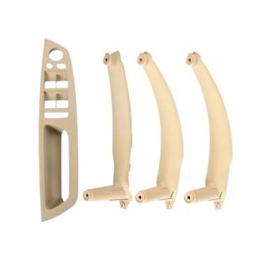 Imagem de Compatível com bmw x5 x6 e70 e71 e72 2007-2013 volante à esquerda atualizado puxador da porta interna do carro alça de substituição da tampa do painel do apoio de braço interno(LHD Beige)