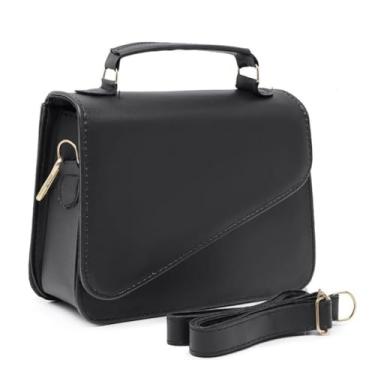 Imagem de Bolsa Feminina Transversal Pequena, Couro Sintético Preto, Alça Removível, Design Elegante (preto)