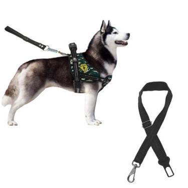 Imagem de Coleira Peitoral Para Cães Cachorros Grandes Com Cinto De Segurança Gu