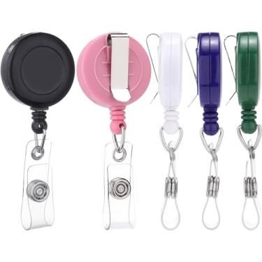 Imagem de QREEL Carretel de crachá, porta-crachá retrátil com clipe de cinto para cartão de identificação (cores sortidas, pacote com 25)