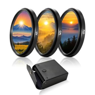 Imagem de Kit de filtro de lente UV-CPL-FLD de 77 mm, conjunto de filtros de câmera óptica multirevestidos, bloco UV + polarização circular + filtro fluorescente com estojo de armazenamento durável para DSLR