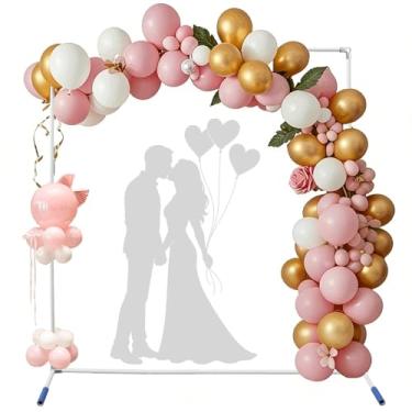 Imagem de Suporte de cenário de arco de casamento, 2,8 x 1,5 m de metal para decoração de cerimônias, moldura arqueada quadrada de aço inoxidável para casamento, aniversário, festa, aniversário, chá de bebê