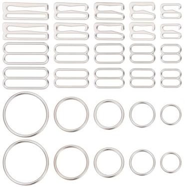 Imagem de GORGECRAFT 120 peças, 15 estilos, alças de sutiã, ganchos de substituição de metal, clipes de roupa de banho, fecho de ajuste, anéis de sutiã deslizantes, para camisola, vestido de biquíni, frente