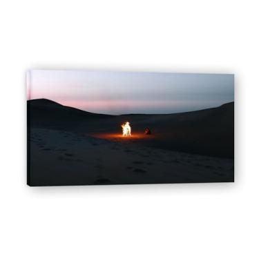 Imagem de Calor sob o céu noturno foto real cidade mar neve vale rio nascer do sol impressão em tela para decoração de casa 20 x 36 cm emoldurada