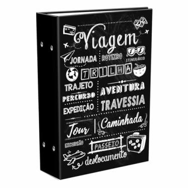 Imagem de Álbum de Fotos 500 Fotos 10x15 com Memo, Tema Viagem Travessia Jornada Aventura, Preto Fosco