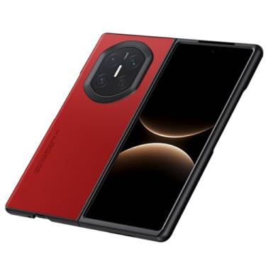 Imagem de LTLMYDAM Capa de couro para Huawei Mate X7, capa minimalista anti-impressão digital fina proteção contra choque capa de silicone borda macia antiderrapante, vermelha, X7