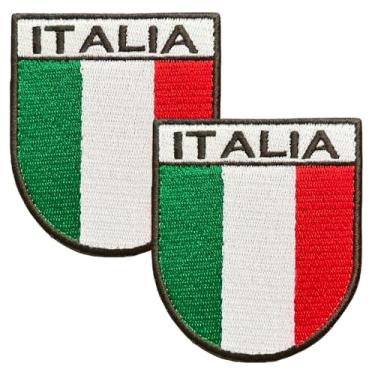 Imagem de 2 pacotes com aplique de gancho e laço bordado italiano italiano escudo tático militar moral nacional emblema emblema para roupas, uniforme, mochilas, chapéus, bolsas, colete, arnês para cães