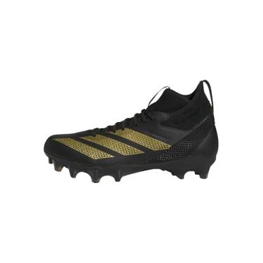 Imagem de adidas Tênis de futebol americano unissex Adizero Impact, Preto/dourado metálico/preto, 13 Women/12 Men