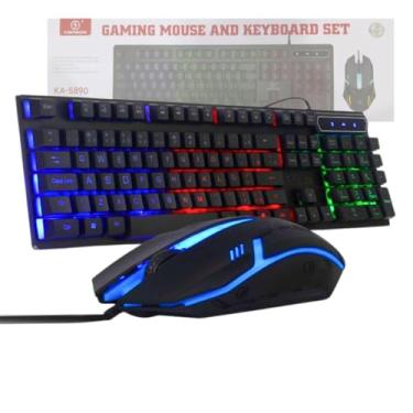Imagem de Kit Teclado e Mouse Gamer LED RGB Semi Mecânico, Teclas Suaves, Anti-Ghosting, Alta Precisão, USB Plug & Play, Compatível com PC, PS4, PS5, Xbox