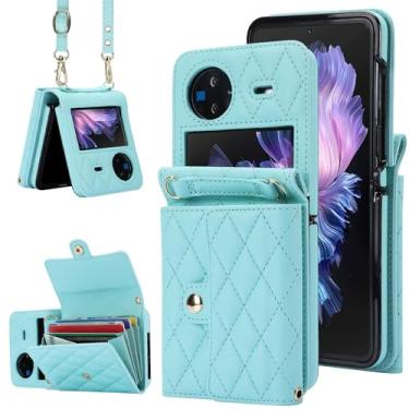 Imagem de Capa carteira flip para vivo X – Suporte para cartão com bloqueio RFID com fecho magnético, antiderrapante e proteção contra quedas, capa fólio de couro fina para uso diário, viajante e viagens (verde