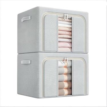 Imagem de Sacos de armazenamento dobráveis, 2 pacotes de caixas para guardar roupa, organizadores dobráveis para armários, recipientes de armazenamento para quartos, salas de estar e quartos de bebé (100L)