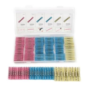 Imagem de ROUPWKWO 200 peças terminais termorretráteis, conectores de fio de emenda elétrica de extremidade isolada, conector de terminal de crimpagem AWG 22-10