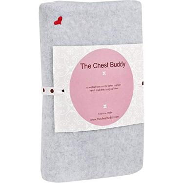 Imagem de The Breast & Chest Buddy – Almofada de cinto de segurança para cirurgia de coração aberto e locais de reconstrução do peito – Cinza sólido com coração