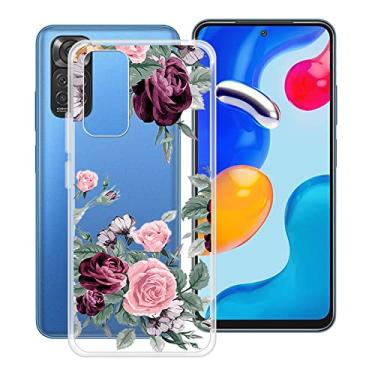 Imagem de HHUAN Capa de telefone para Xiaomi Redmi Note 11 (6,43 polegadas), capa de gel de silicone TPU macio à prova de choque, ultrafina, antiamarelamento, capa amortecedora transparente, para Xiaomi Redmi Note 11 capa - rosa