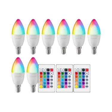 Imagem de Lâmpada LED RGB E14 6W Regulável Com Controle Remoto De 24 Teclas Para
