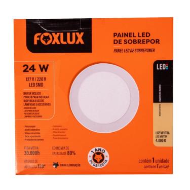 Imagem de Painel Led Redondo Sobrepor 24W 4000K Bivolt Foxlux