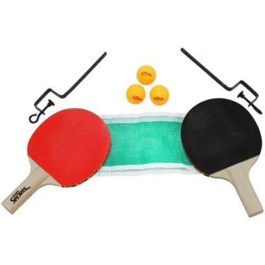 Imagem de Kit Raquete de PING PONG com 2 Raquetes, 3 Bolas e Rede - Bel Fix