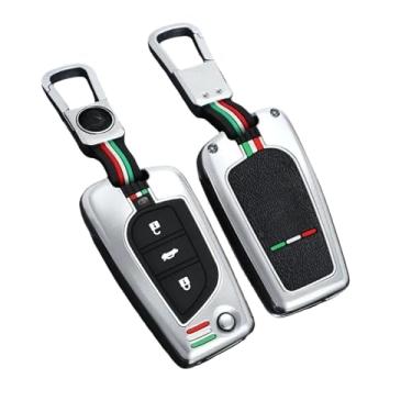 Imagem de Capa de chave compatível com toyota, projetada especificamente, compatível com corolla camry rav4 azeal hanlan leeding, acessórios automotivos(B three-button folding (space silver) buckle)