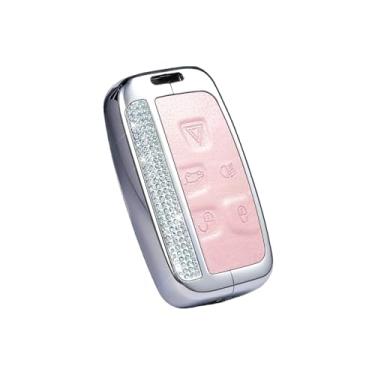 Imagem de Capa de chave de carro de liga de couro compatível com Land Rover Range Rover Sport Evoque Freelander Velar Discovery 4 Jaguar XE XJ XF Guitarra(Pink)