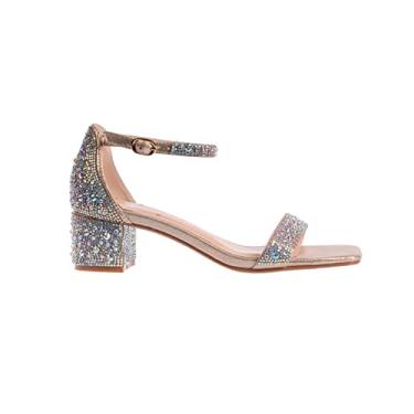 Imagem de Ninety Union Lady Couture Dazzle Sandália de strass de salto médio de 5 cm, Dourado, 38