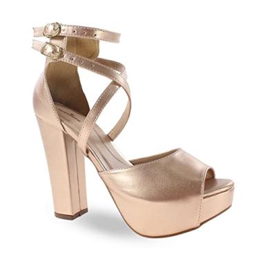 Imagem de Sandália Modarpe Meia Pata Salto Alto Feminina M11 (Rose Gold, BR, Adulto, Numérico, 33)