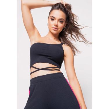 Imagem de Cropped Salvatore Ombro Único Com Tiras Malha Canelada-Feminino