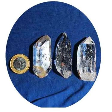 Imagem de 3 Cristal Lemúria Comum Vibrado Ponta Retificada 40 a 60mm - Cristaisd