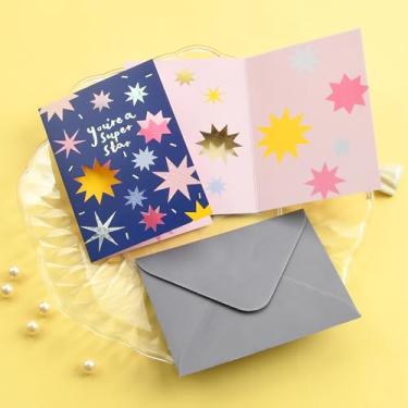 Imagem de Cartões de incentivo com recortes de estrelas, You're a Super Star Dobrado Cartão de felicitações para formatura, aniversário, promoção, amizade, jovens adultos e estudantes
