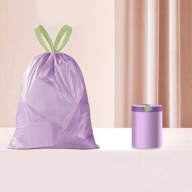 Imagem de Sacos de lixo com cordão, 100 peças, sacos de lixo de cozinha com alças, fecho fácil de amarrar, 40 x 43 cm, rolo compacto para casa, cozinha, banheiro