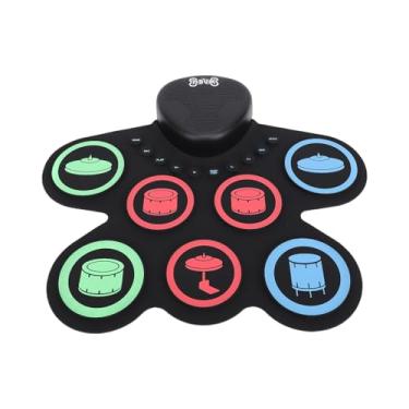 Imagem de Luocute Conjunto de Bateria Eletrônica, Kit de Bateria Portátil de 7 Pads Com Jogos de de Alto-falante Integrados, Recarregável, Baquetas e Pedais, Pads Eletrônicos para