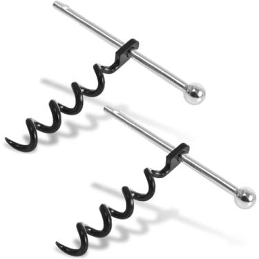 Imagem de Porta-chaves Saca-rolhas Multi Abridor de Vinho Saca-rolhas Worm Espiral Abridor de Vinho Aço Inoxidável Manual Chaveiro para Bartenders Garçom (2-pack)