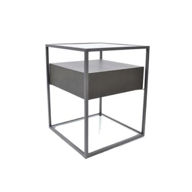 Imagem de Mesa lateral de metal pequena mesa de centro para sala de estar, mesa lateral móvel pequena mesa de centro ao lado do sofá aparador mesa quadrada mesa de canto de cabeceira pequena mesa de centro