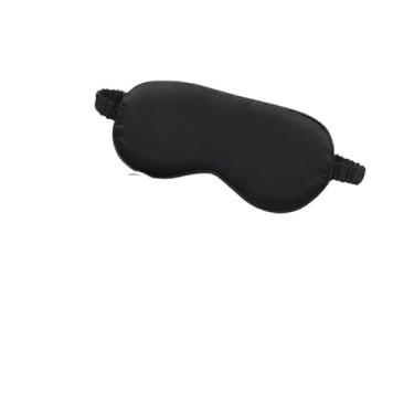 Imagem de Máscara para os olhos de seda para dormir, bolsa de transporte, bolsa de viagem, soneca, mulher, homem, capa para soneca, confortável, ajuda a descansar (preto)