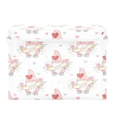 Imagem de STAYTOP Cestos de armazenamento fofos de gnomo para o Dia dos Namorados com tampas e alça de transporte, caixas de armazenamento dobráveis organizadores de recipientes para casa, quarto, armário