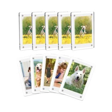 Imagem de Porta-retratos Magnético De Acrílico Dupla Face 6x9cm, Exibição Clara,