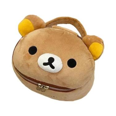 Imagem de Bolsa De Maquiagem De Pelúcia Em Forma De Urso Menina, Estojo De Armaz