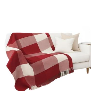Imagem de Manta Para Sofá Luxo Gigante 2,10 x 1,20 m Tipo Capa De Sofá Protetora(Xadrez vermelho e Branco)