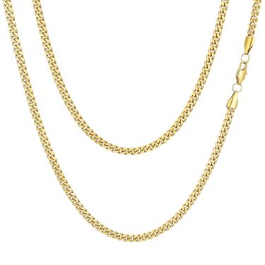 Imagem de Colar de corrente de elos cubanos para homens e mulheres, banhado a ouro, prata, preto, aço inoxidável, grosso, colar hip hop, 3 mm/4 mm/5 mm/6 mm/7 mm/8 mm de largura, 45 a 66 cm, joias duráveis