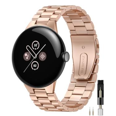 Imagem de Miimall Pulseira para Google Pixel Watch 4/3 de 41 mm para mulheres e homens, sem lacunas, pulseira de aço inoxidável leve de liberação rápida para Pixel Watch 3 de 41 mm/2/1 (ouro rosa