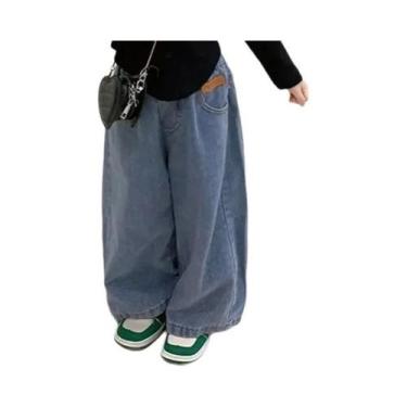 Imagem de Calças Jeans De Denim Para Meninas, Calças De Perna Larga, Estilo Core