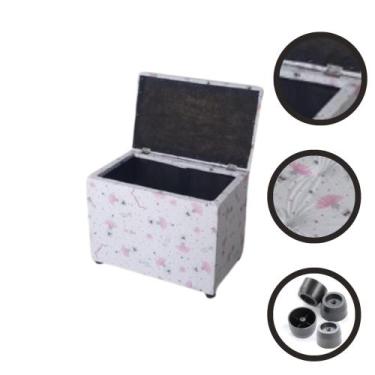 Imagem de Puff Baú Retangular Chamativo Moderno Novo Quarto Sala Cozinha - Reali