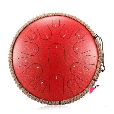 Imagem de Itanium Steel Língua Tambor Vazio Percussão Pandeiro Musical Profissão 15 Notas 33 cm D Tons Handpan (GalaxyRed)