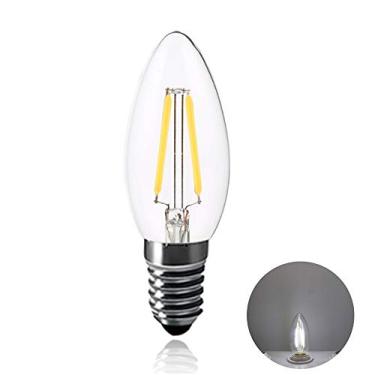 Imagem de Lâmpada de filamento LED C35 2W, branco frio 6000-6500K, 220V, base E14, substituta de lâmpada incandescente de 20W, lâmpada para lustre, lâmpada pequena com rosca Edison.
