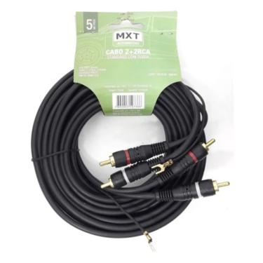 Imagem de Cabo Audio 2 Rca X 2 Rca Profissional Com Fio Terra 5 Mts