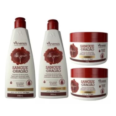 Imagem de Kit Shampoo Condicionador +2 Máscaras Sangue Dragão Arvensis
