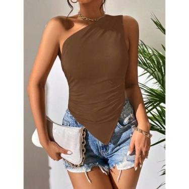 Imagem de Blusa Feminina Diferente Estilosa Nula Manga Mula Manca Ombro Só Barra